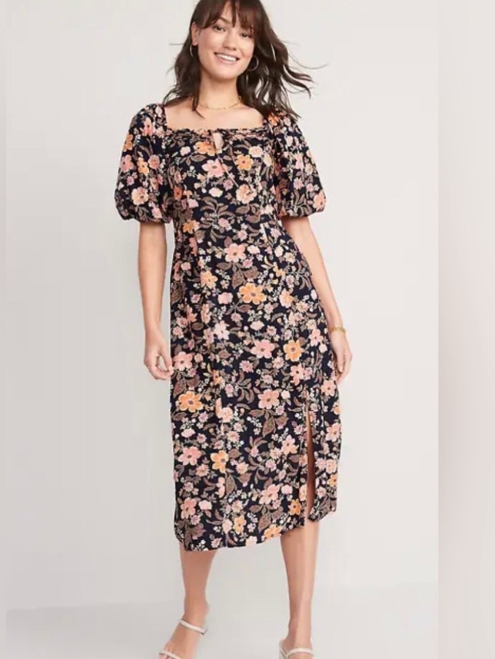 Puff Sleeve Midi Dress